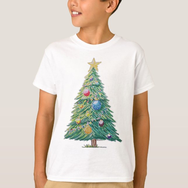 Camiseta Árvore de Natal Colorida (Frente)