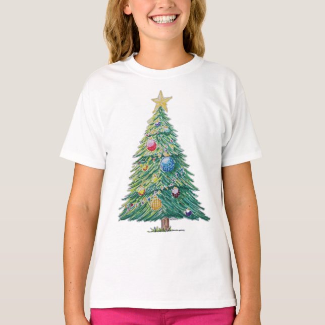 Camiseta Árvore de Natal Colorida (Frente)