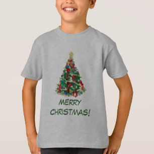 Camiseta Árvore de Natal colorida: Arte vetorial: