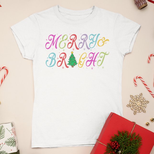 Camiseta Árvore de Natal Colorida e feliz (Criador carregado)