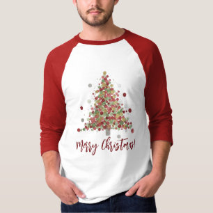 Camiseta Árvore de Natal com Bolinhas de Natal em Aquarela