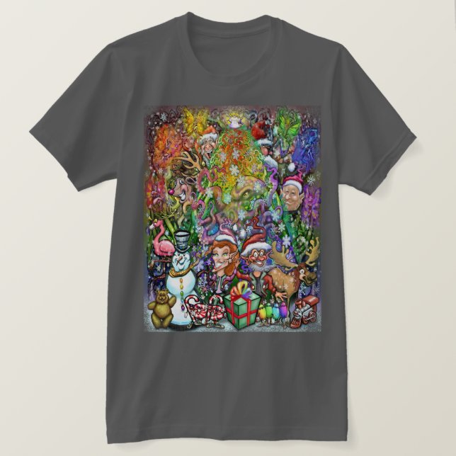 Camiseta Árvore de Natal com Enfeites (Frente do Design)