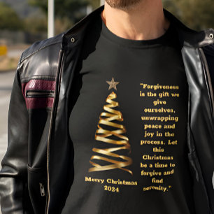 Camiseta Árvore de Natal com Fita Dourada