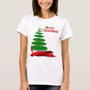 Camiseta Árvore de Natal com Fita Vermelha