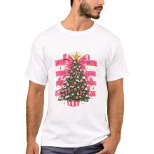 Árvore de Natal com Laço Rosa Estilo de Férias