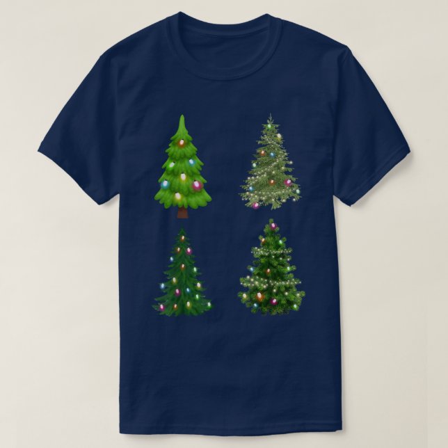 Camiseta Árvore de Natal com Led Light Pine Tree Xmas Light (Frente do Design)
