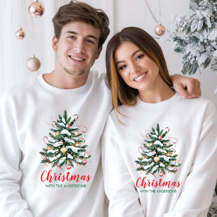 Camiseta Árvore de Natal com Nome da Família Personalizado
