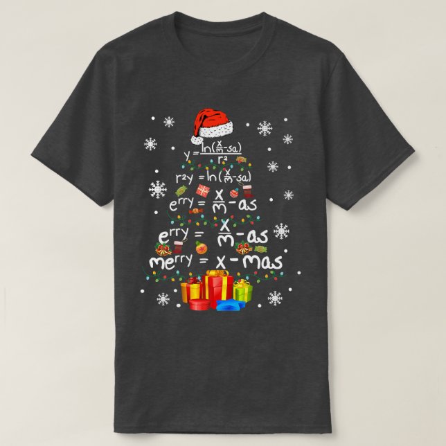 Camiseta Árvore De Natal Com O Professor De Matemática Sant (Frente do Design)