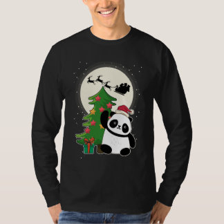 Camiseta Árvore de Natal Com Presente De Natal De Panda