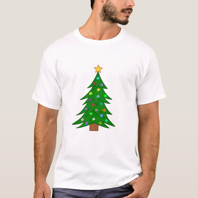 Camiseta Árvore de Natal com Quebra-cabeça (Frente)