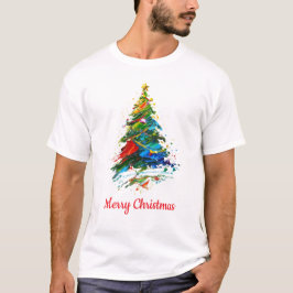 Camiseta Árvore de Natal com Texto Personalizável Pintura a
