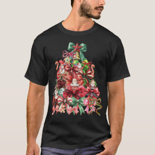 Camiseta Árvore de Natal Coquette Colorida Preppy Rosa
