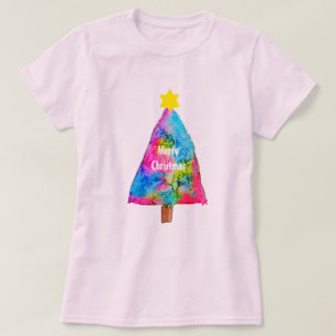 Camiseta Árvore de Natal - cores modernas e fundas