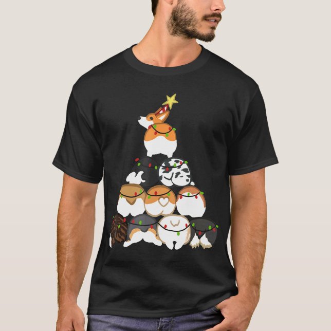 Camiseta Árvore de Natal Corgi     (Frente)