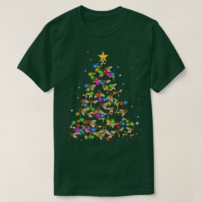 Camiseta Árvore de Natal da Abelha Engraçada (Frente do Design)