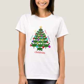 Camiseta Árvore de Natal da libélula com paz, amor & mais