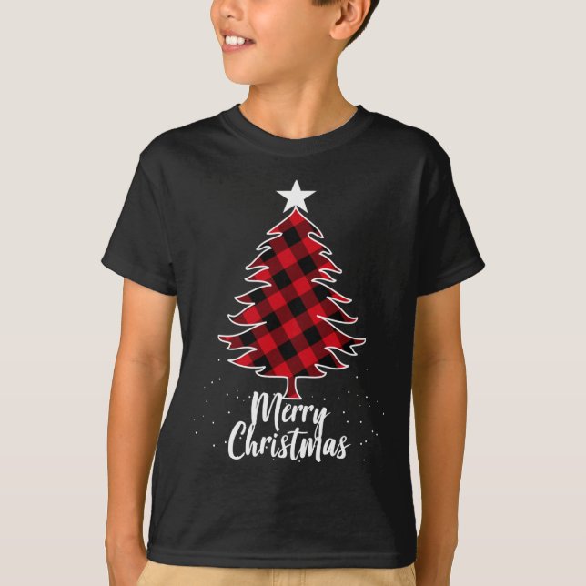 Camiseta Árvore de Natal da Xadrez Buffalo (Frente)