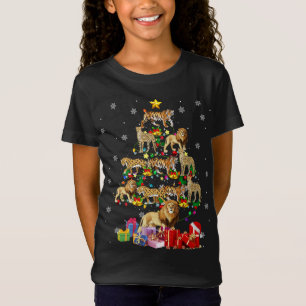 Camiseta Árvore de Natal de Animais Selvagens Xmas Lion Tig