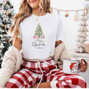 Camiseta Árvore de Natal de Aquarela Elegante Personalizada