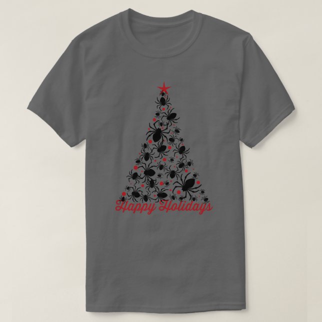 Camiseta Árvore de Natal de Aranha Gótica (Frente do Design)