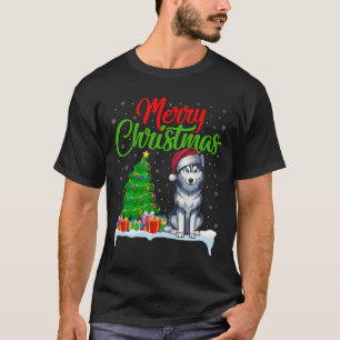 Camiseta Árvore de Natal de Cachorro Siberiano - Árvore de 