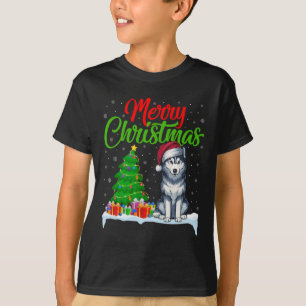 Camiseta Árvore de Natal de Cachorro Siberiano - Árvore de 