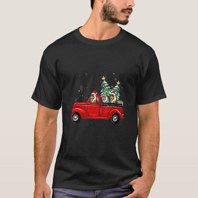 Camiseta Árvore de Natal de Caminhão do Xmas para Condução  (Frente)
