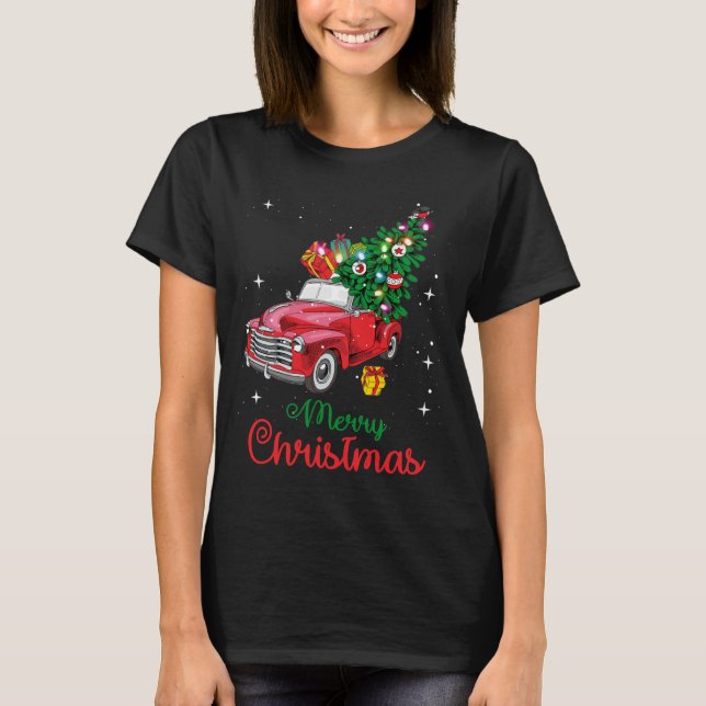 Camiseta Árvore de Natal de Caminhão Vermelho (Frente)