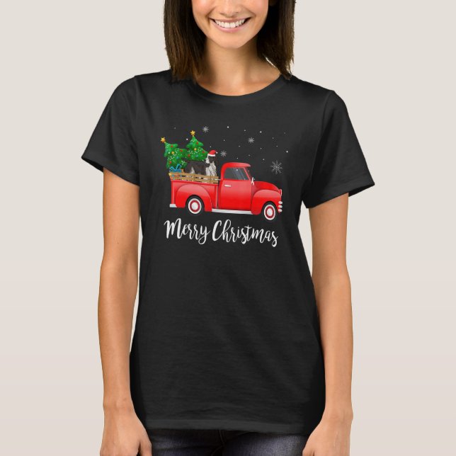Camiseta Árvore de Natal de Caminhão Vermelho Springer Span (Frente)