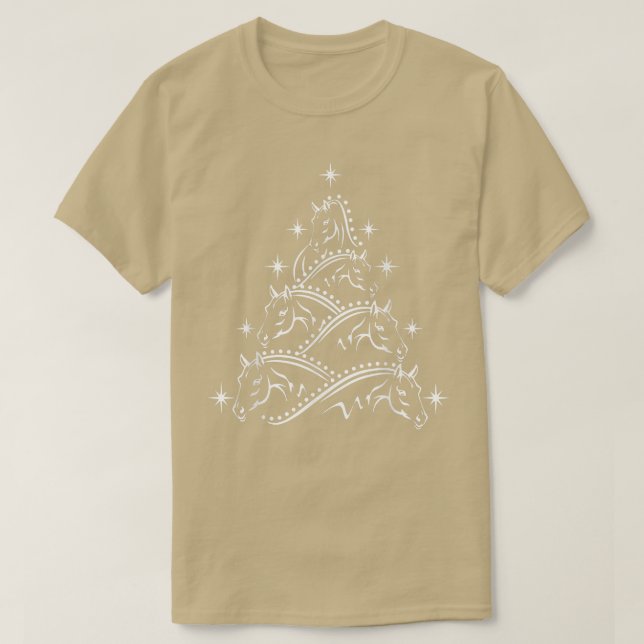 Camiseta Árvore de Natal de Cavalo, Costume de Cavalo, Nata (Frente do Design)