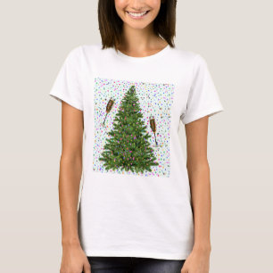 Camiseta árvore de natal de champanhe