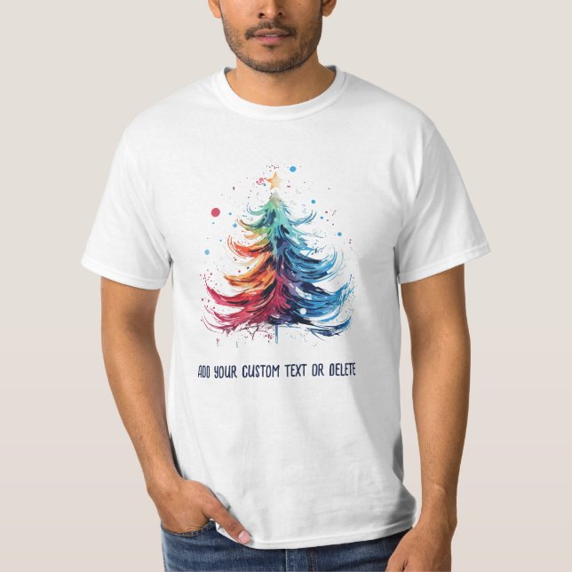 Camiseta Árvore de Natal de Cor da Água Celebra Natal (Frente)