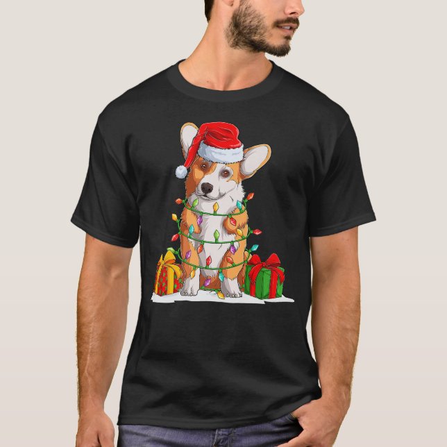 Camiseta Árvore de Natal de Corgi - Feliz Natal (Frente)