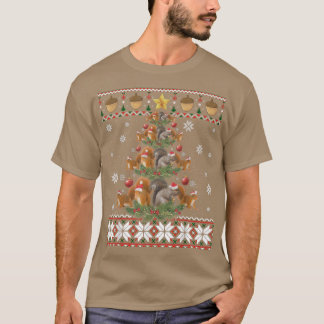 Camiseta Árvore de Natal de Esquilo Bonito Dotada Decoração