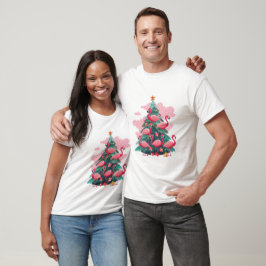 CAMISETA ÁRVORE DE NATAL DE FLAMINGO DE TINTA
