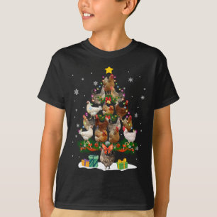 Camiseta Árvore de Natal de Frango Luz Engraçada Xmas Galin