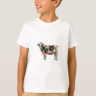 Camiseta Árvore de Natal de gado vaca fazenda festiva