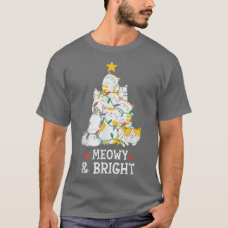 Camiseta Árvore de Natal de Gato Brilhante e Feliz Natal Me