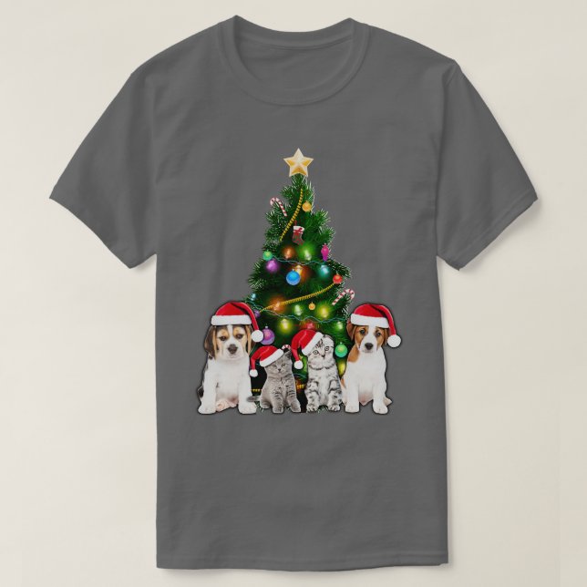 Camiseta Árvore de Natal de Gato Gato-de-Natal Gato-de-Nata (Frente do Design)
