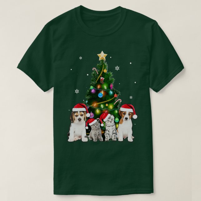 Camiseta Árvore de Natal de Gato Gato-de-Natal Gato-de-Nata (Frente do Design)