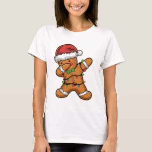 Camiseta Árvore de Natal de Gengibre Dançando Luz Natal