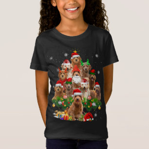 Camiseta Árvore de Natal de Goldendoodle Luz Engraçada Cach