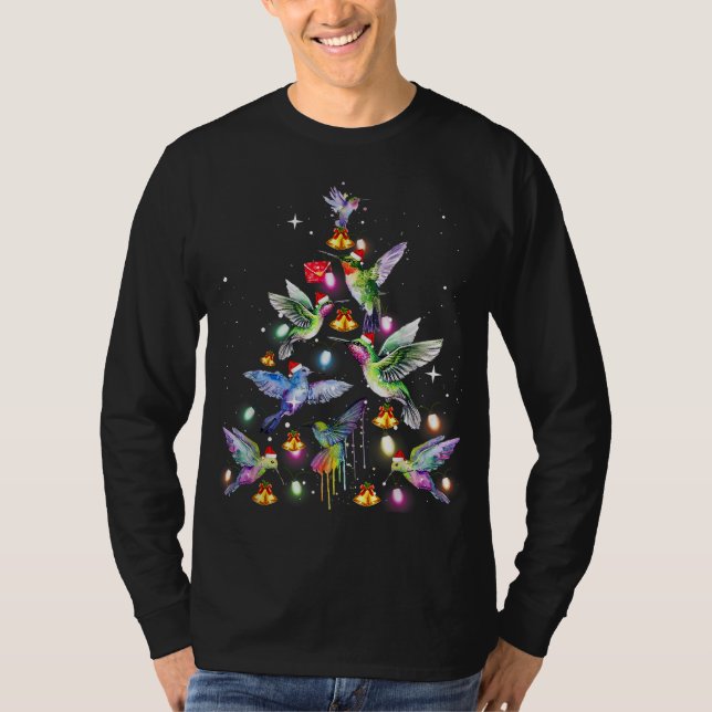 Camiseta Árvore de Natal de Hummingbird Engraçado (Frente)