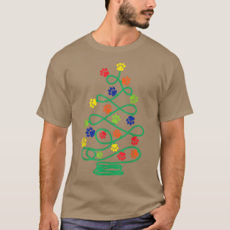 Camiseta Árvore de Natal de Impressão de Pata