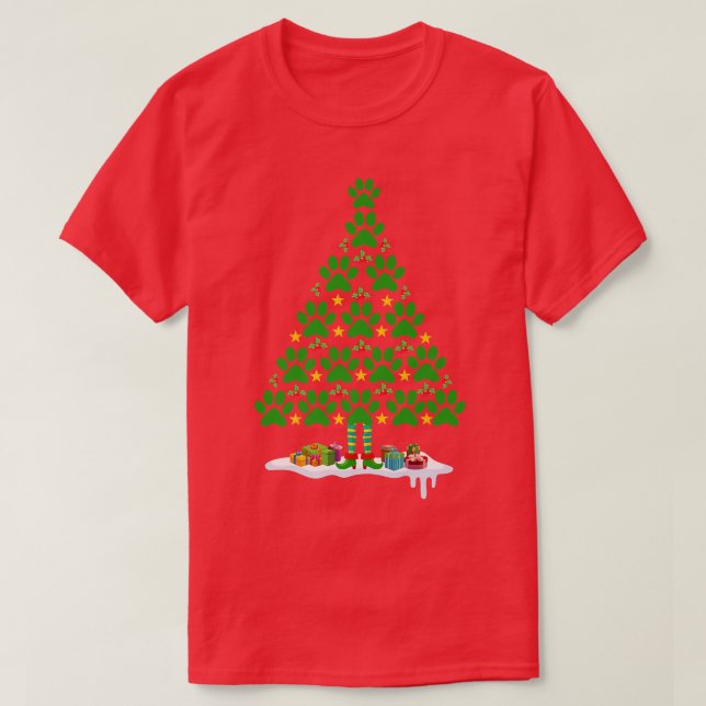 Camiseta Árvore de Natal de Impressão de Pinças Cachorosas  (Frente do Design)