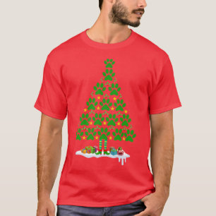 Camiseta Árvore de Natal de Impressão de Pinças Cachorosas