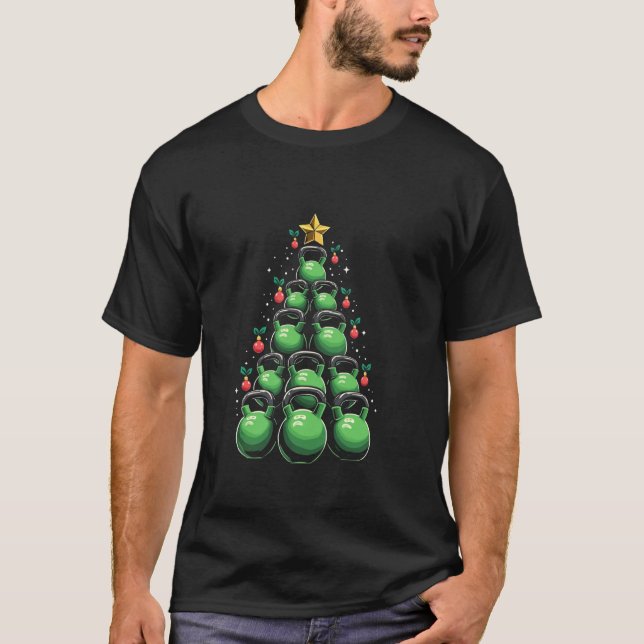 Camiseta Árvore de Natal de kettlebell (Frente)