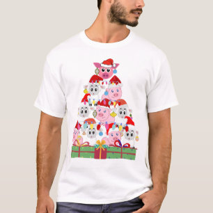 Camiseta Árvore de Natal de Ovinos e Suínos Divertidos