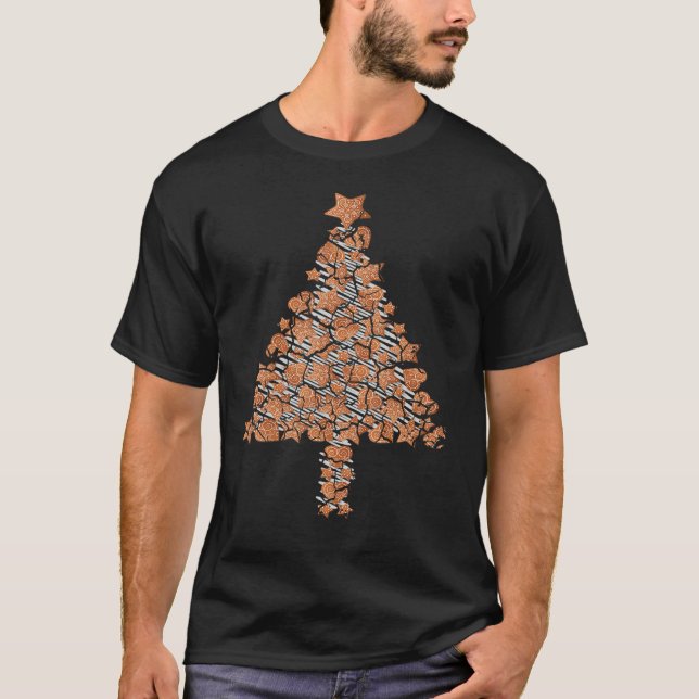 Camiseta Árvore de Natal de Pão de Mel Distressed (Frente)