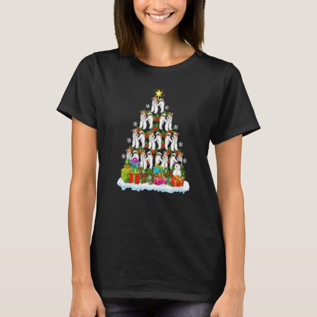Camiseta Árvore de Natal de Papais noeis de Natal Fox Terri (Frente)